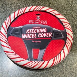 Dirty Dog Garage Holiday Auto Red and White Candy Cane Steering Wheel Cover NEW